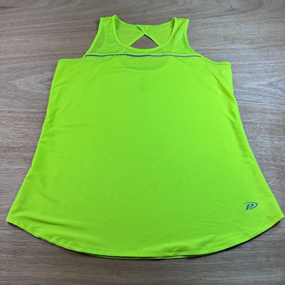 Pro Player Neon Green Athletic Tank Top Women’s Large Mesh Workout Gym